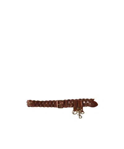 Miu Miu Woven Leather Belt In Brown