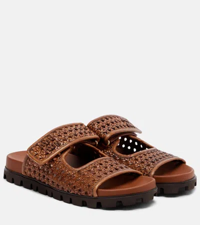 Miu Miu Braided Leather Sandals Urban Style In Multi