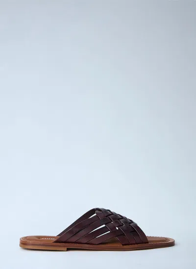 Miu Miu Woven Leather Sandals In Multi