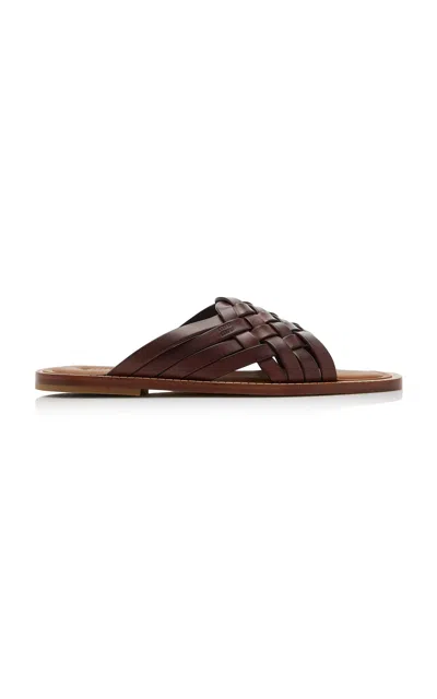 Miu Miu Woven Leather Sandals In Brown