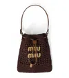 Miu Miu Mini Woven Fabric Bag In Brown