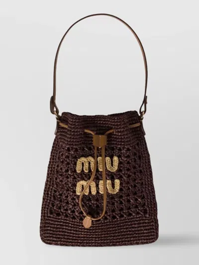 Miu Miu Woven Mini-bag Adjustable Strap In Brown