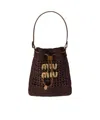 Miu Miu Mini Woven Fabric Bag In Black
