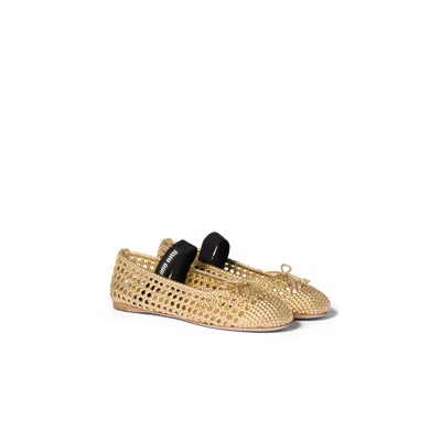 Miu Miu Woven Mordoré Nappa Leather Ballerinas In Brown