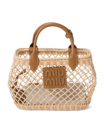 Miu Miu Woven Raffia Tote Bag