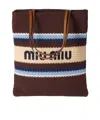 Miu Miu Raffia Effect Yarn Shopping Bag In Multicolor
