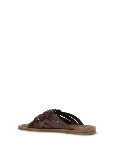 Miu Miu Woven Waxed Calf Leather Sandals In Multi
