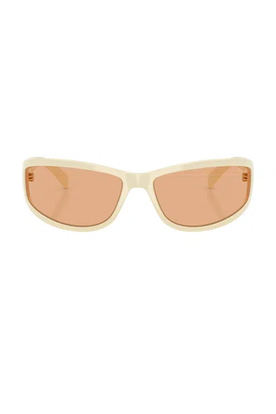 Miu Miu Wrap Sunglasses In Milk