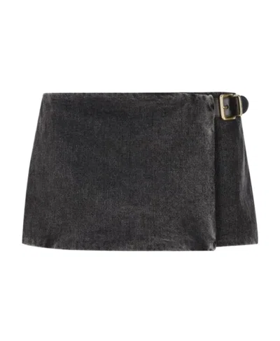 Miu Miu Wrapped Mini Skirt In Black
