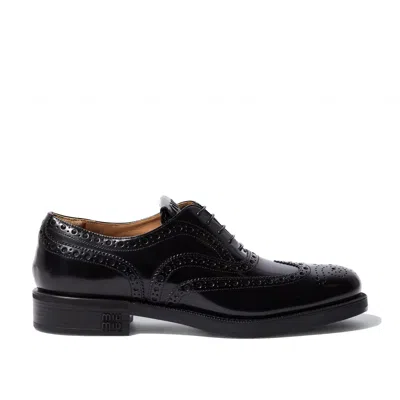 Miu Miu X Church's Leather Oxford Brogues - Women's - Rubber/leather In Black