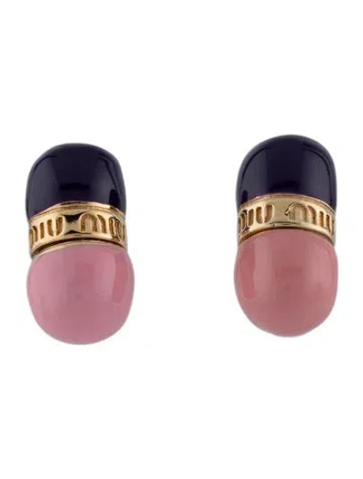 Pre-owned Miu Miu X Nathalie Djurberg & Hans Berg Enamel Stud Earrings In Multi