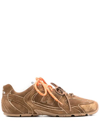 Miu Miu X New Balance Tonal Suede Double Lace Sneakers In Brown