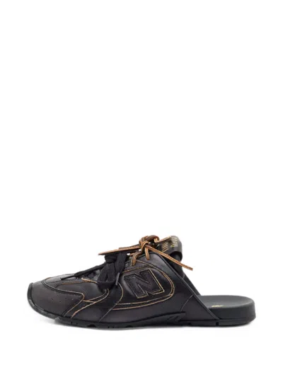 Pre-owned Miu Miu X New Balance 530 Sl Lace-up Sneaker Mules In Black