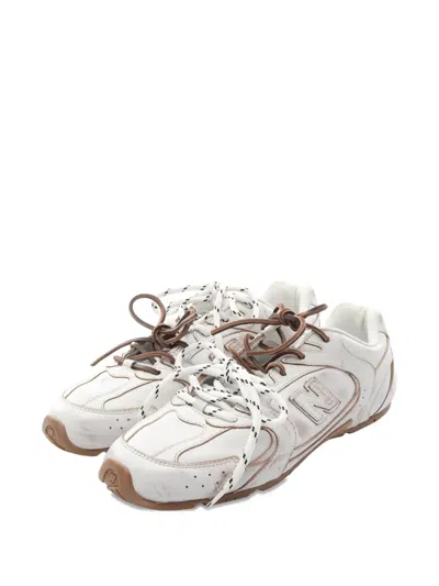 Pre-owned Miu Miu X New Balance 530 Sl Leather Sneakers In White