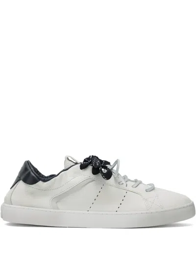 Miu Miu Leather Low-top Sneakers With Logo In White