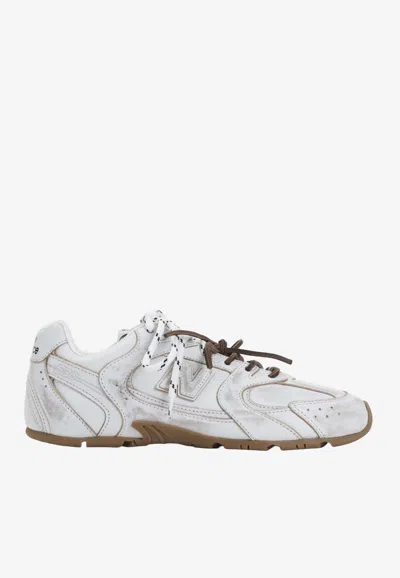 Miu Miu X New Balance 530 Vintage Leather Low-top Sneakers In White