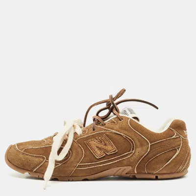Pre-owned Miu Miu X New Balance Brown Suede Low Top Sneakers Size 37.5