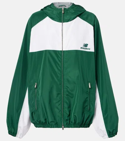 Miu Miu X New Balance Colorblocked Poplin Jacket In Green
