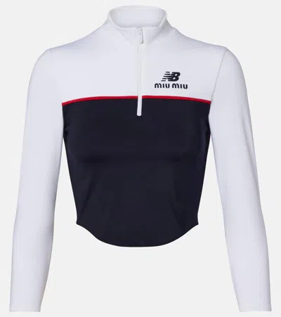 Miu Miu X New Balance Jersey Crop Top In Black