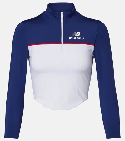 Miu Miu X New Balance Jersey Crop Top In Blue