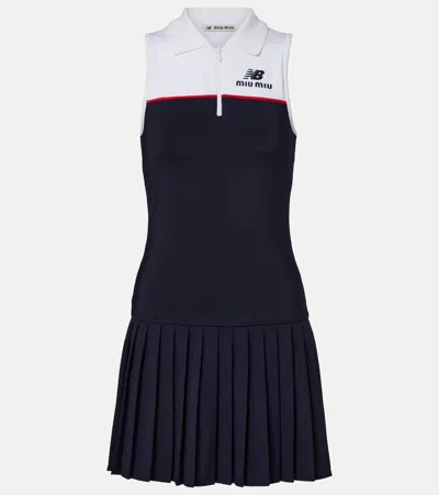 Miu Miu X New Balance Jersey Tennis Dress In Blue