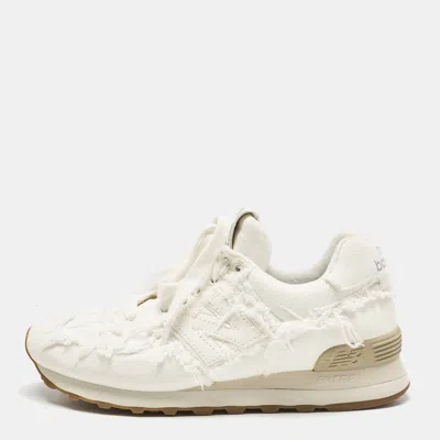 Pre-owned Miu Miu X New Balance White Denim 574 Sneakers Size 36