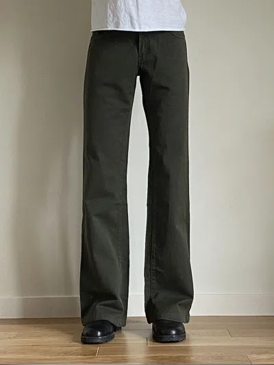Pre-owned Miu Miu X Prada Miu Miu 2001 Flared Contrast Stitch Jeans Archive Denim Punk In Olive