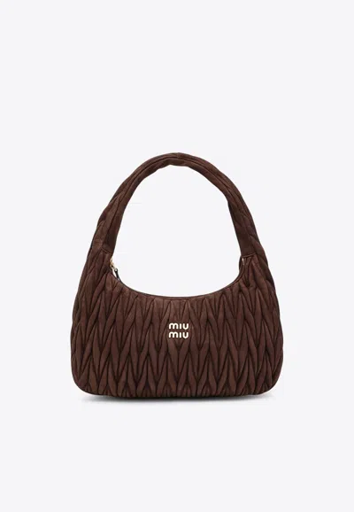 MIU MIU XL WANDER QUILTED SUEDE TOP HANDLE BAG