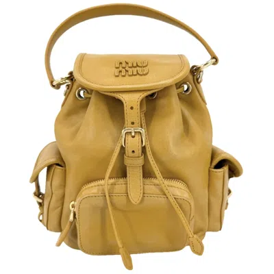 Pre-owned Miu Miu Yellow Leather Backpack Handbag ()