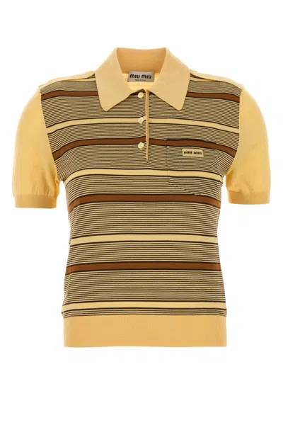 MIU MIU MIU MIU YELLOW WOOL POLO SHIRT