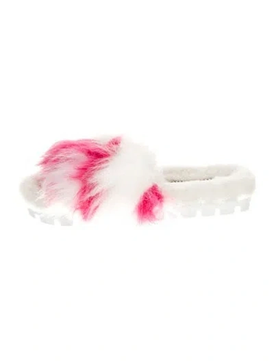 Pre-owned Miu Miu Yeti Faux Fur Slides In Pink