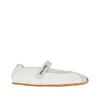 Miu Miu Ylon And Suede Leather Ballet Flats In White