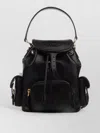 Miu Miu Leather Backpack With Front And Side Pockets In Black