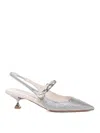 Miu Miu Silk Blend Slingback With Applications In Silver