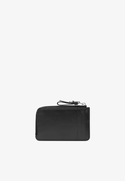 Miu Miu Zip Embossed Card Holder In Black