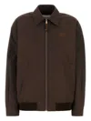 Miu Miu Women Panama Cotton Blouson Jacket In Brown