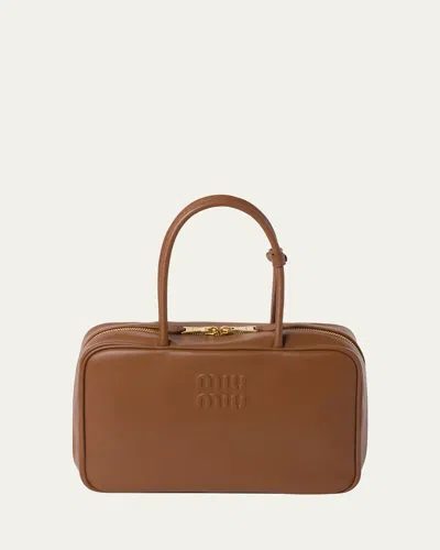 MIU MIU ZIP LEATHER TOP-HANDLE BAG