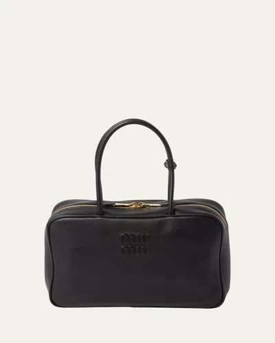 Miu Miu Zip Leather Top-handle Bag In F0002 Nero