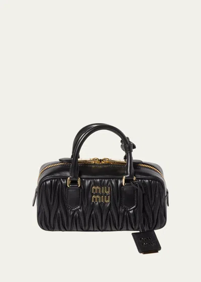 Miu Miu Zip Quilted Leather Top-handle Bag In F0002 Nero