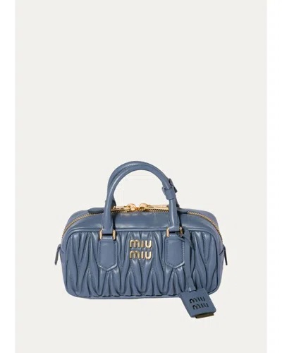 Miu Miu Zip Quilted Leather Top-handle Bag In Aviazione