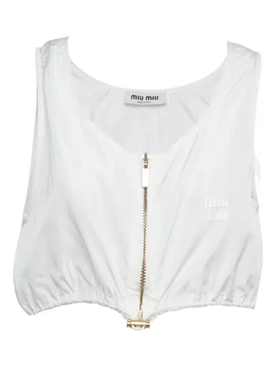Pre-owned Miu Miu Zip-up Cropped Top
