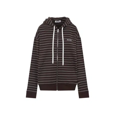 MIU MIU MIU MIU ZIP-UP HOODED SWEATSHIRT