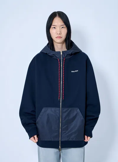 Miu Miu Zip Up Hoodie In Blue