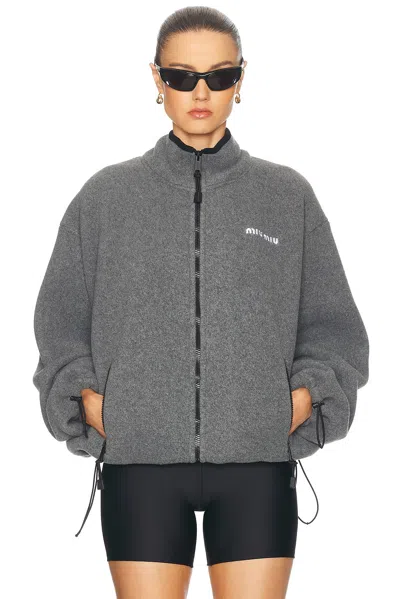 Miu Miu Zip Up Jacket In Grey
