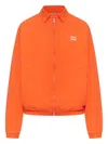 Miu Miu Cotton Bomber Jacket Elasticated Hem Pockets In Orange