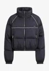 Miu Miu High Collar Long Sleeve Cotton Coat In Black