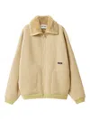 Miu Miu Faux Fur Lined Fleece Zip Jacket In Yellow