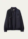 Miu Miu Batavia Wool Bomber Jacket In F0008 Bleu