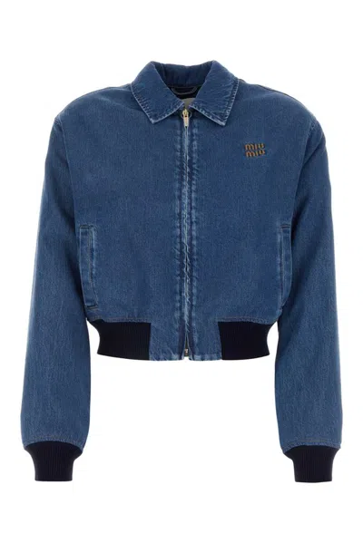 Miu Miu Women's Lyocell Jacket In Blue