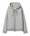 Miu Miu Zipped Drawstring Hoodie In Gray